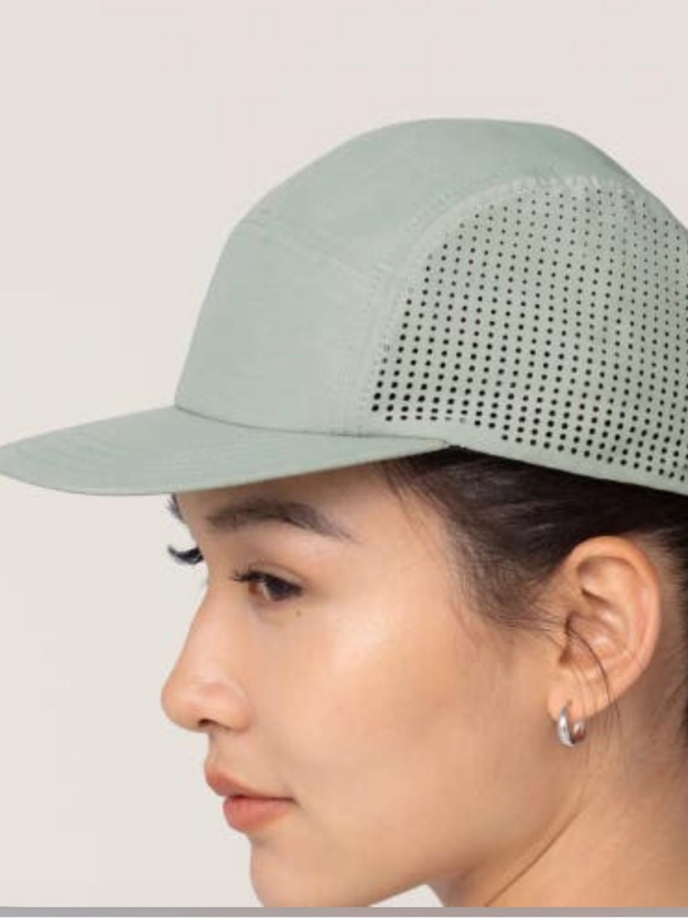 allbirds Sage Green Perforated Five-Panel Natural Run Cap
